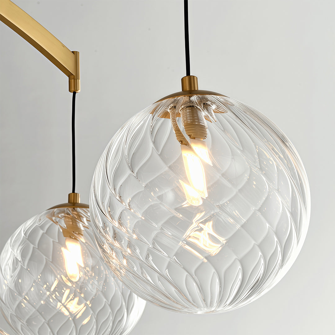 Glass Ball Wall-Mounted Pendant Sconce — Copper Frame, G9, Clear Glass Shade