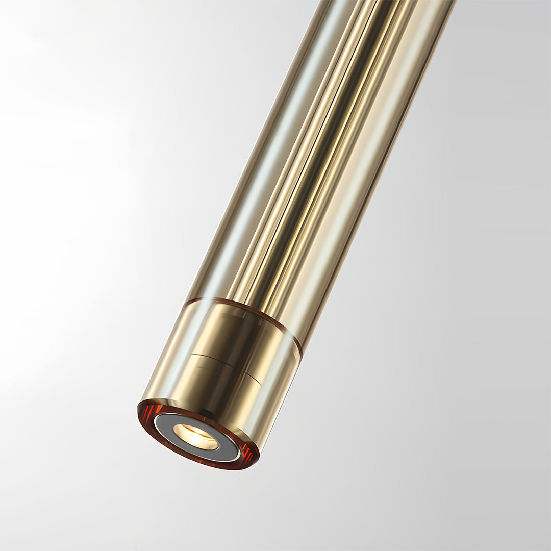 Minimalist Crystal Cylinder Mini Pendant — Metal, Single-Light, Amber or Smoke Gray, 2W, Adjustable Cord