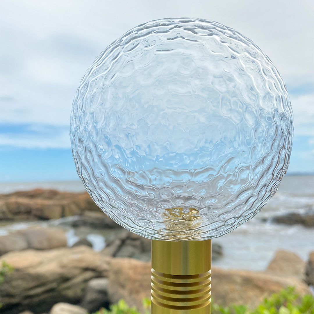 Reed-Shaped Glass Sphere Path Light — Aluminum, LED, IP65, 28"–55.5" Heights, Brown / Green / Clear