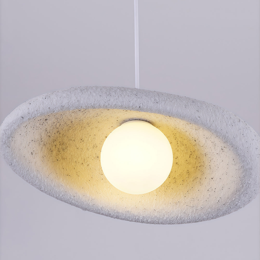 Wabi-Sabi Minimalist Pendant Light — Metal, PS Diffuser, Stone Paint Finish, G9, 15.75" Wide, 59.1" Adjustable Chain