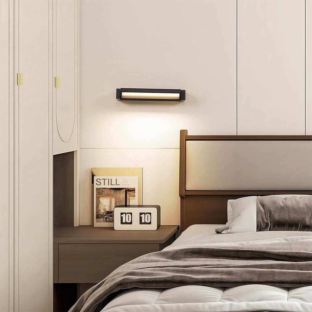 Rotatable Linear LED Wall Sconce — Black Aluminum, Acrylic Shade, 12W/18W/30W, 3000K/4000K/6000K