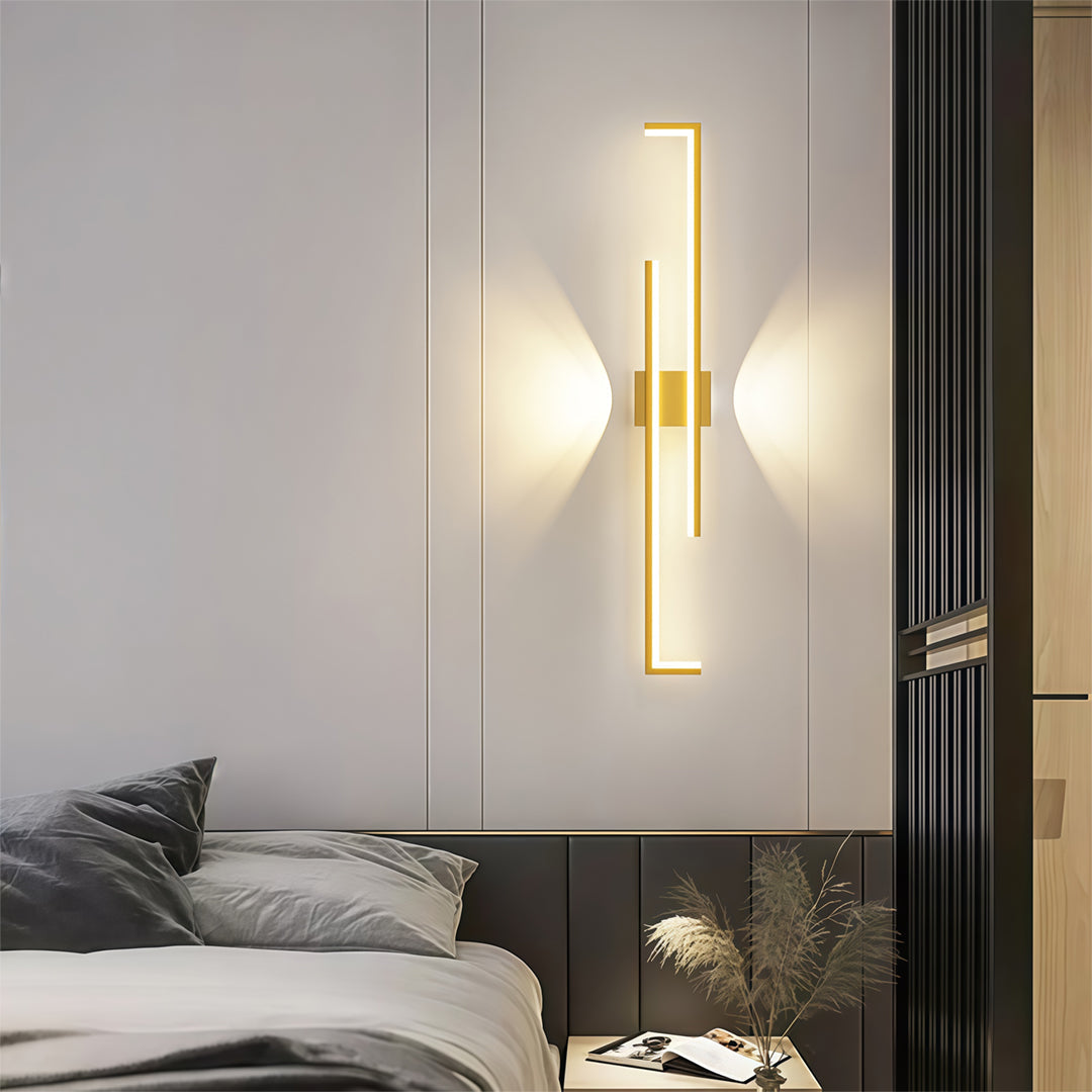 Minimalist Long Bar Wall Sconce — Iron and Acrylic, LED, 3-Step Dimming, Black or Gold, 23.6"–47.2"