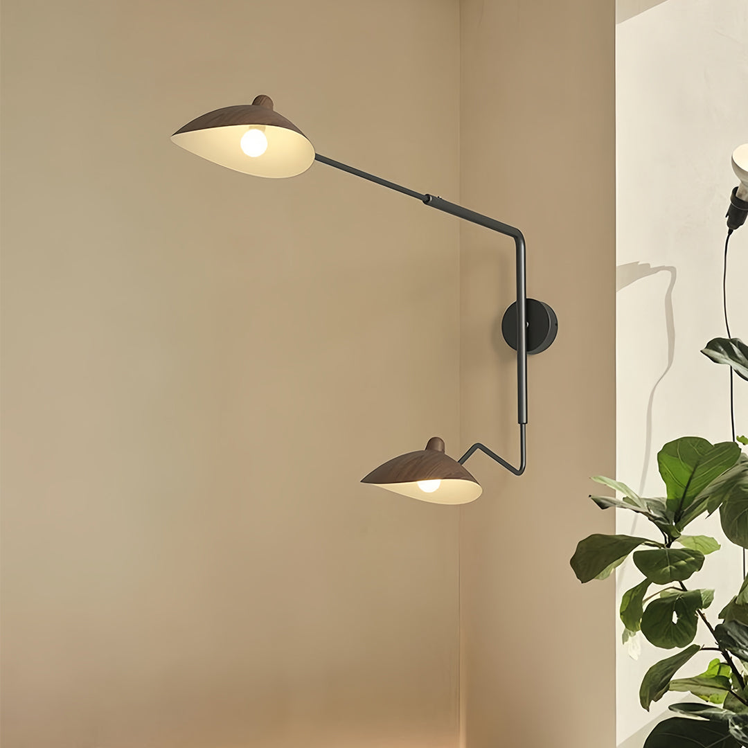 Vintage Swing-Arm Wall Sconce — Iron, E27 LED, 3-Step Dimming, 360° Rotatable, 1- or 2-Light, 4 Sizes