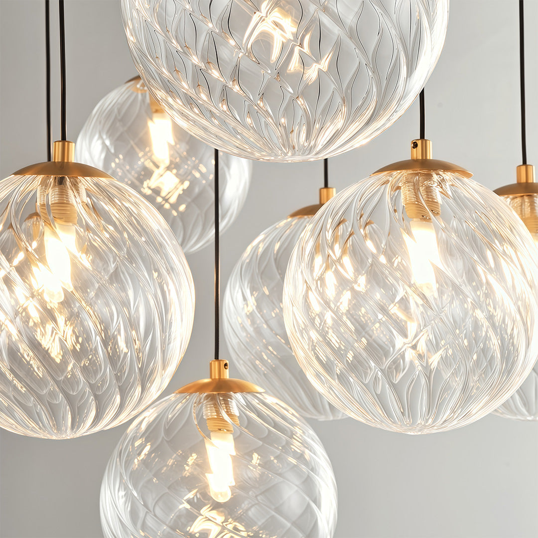 Glass Ball Chandelier — Brass Frame, G9, Available in 7-, 9-, or 13-Light