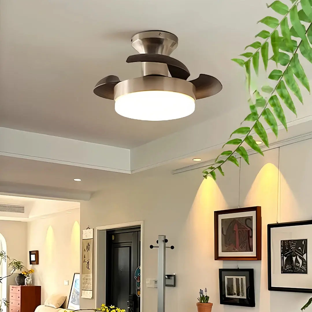 French Retro 3-Blade Silver Ceiling Fan with Light and Hardware Luxe