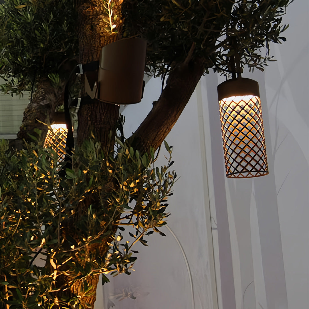 Minimalist Cylindrical Outdoor Pendant Lantern — Black Stainless Steel, 2W LED, IP54, Portable