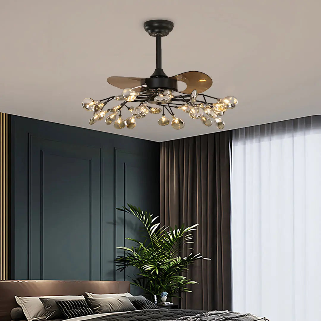 Minimalist Luxury Glam Ceiling Fan with Artistic Light Fixture Luxe