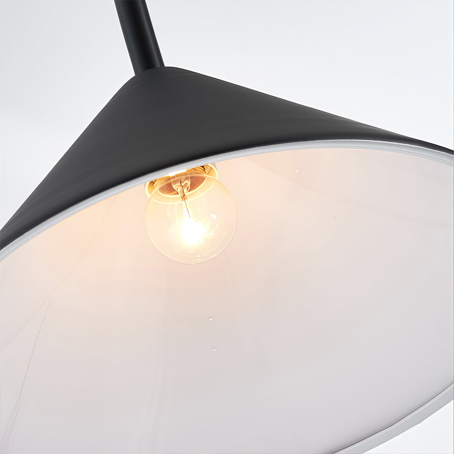 Long-Arm Wall Sconce — Black Iron, E14, Interchangeable Round Glass or Trumpet Shade, Three-Step Dimming, Hardwired