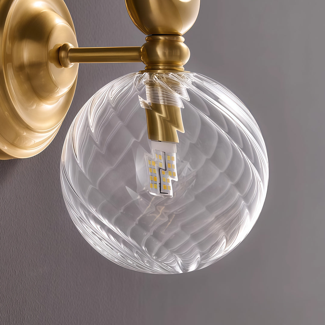 Modern Minimalist Wall Sconce — Brass, Transparent Glass Shade, G9 Hardwired