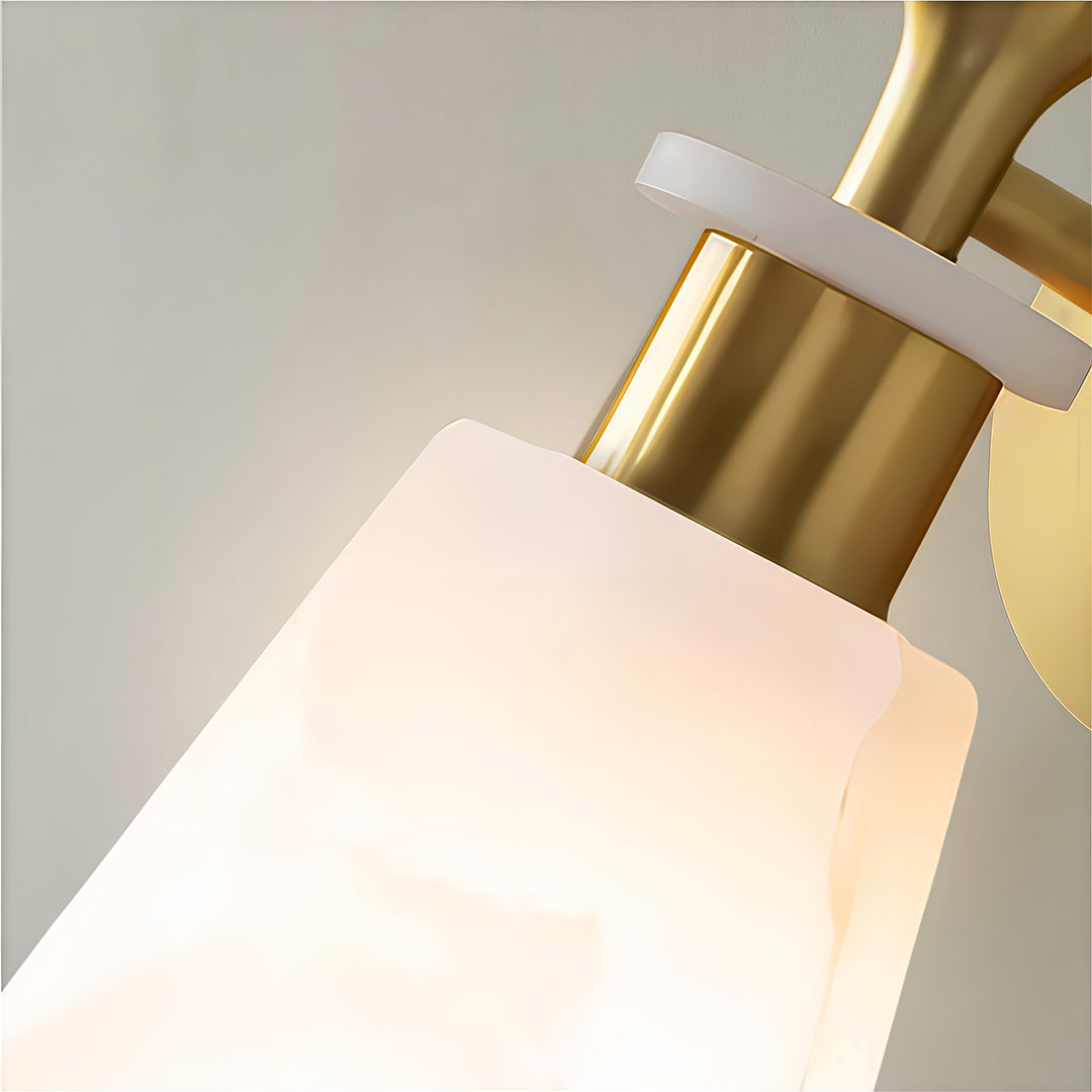 Minimalist Brass and Marble Wall Sconce — Copper Finish, E14, Hardwired