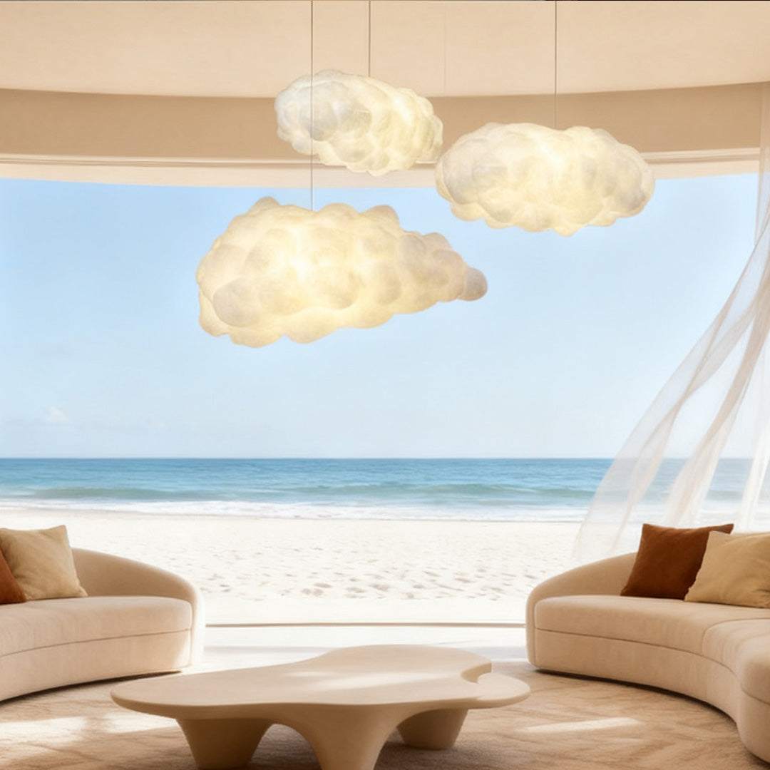 Cloud-Form Pendant Light — Fabric Shade, 1-Light, 40W E26/E27, Multiple Sizes