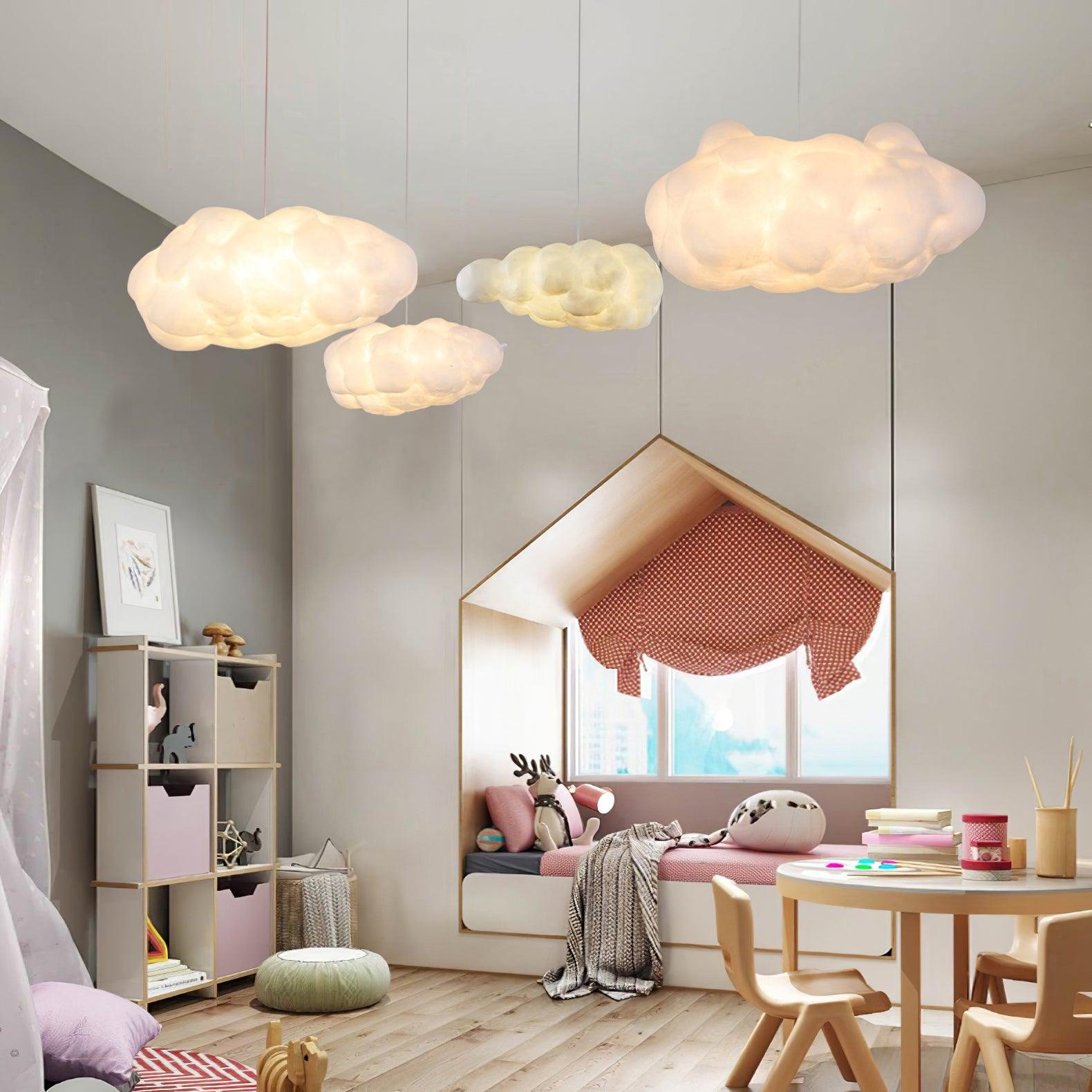 Cloud-Form Pendant Light — Fabric Shade, 1-Light, 40W E26/E27, Multiple Sizes