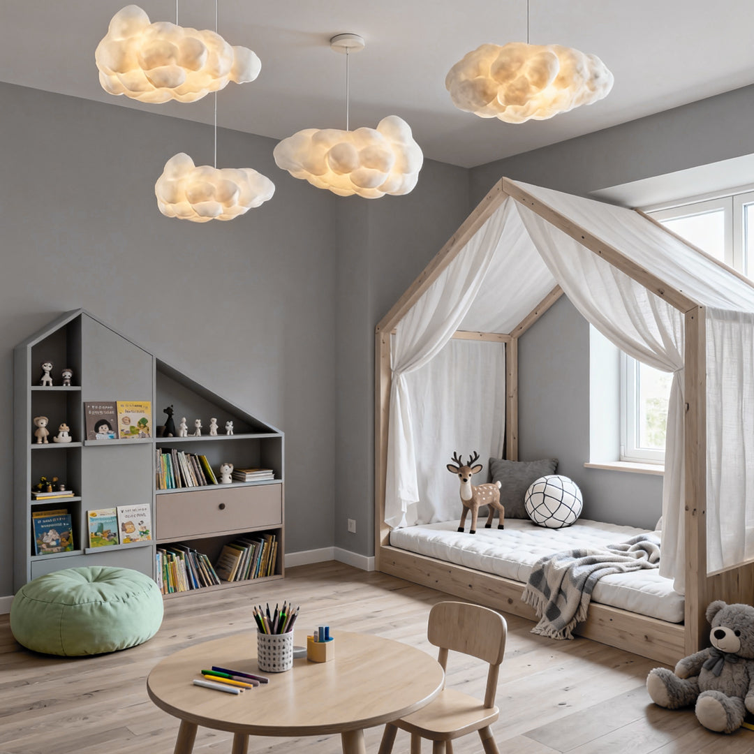 Cloud-Form Pendant Light — Fabric Shade, 1-Light, 40W E26/E27, Multiple Sizes