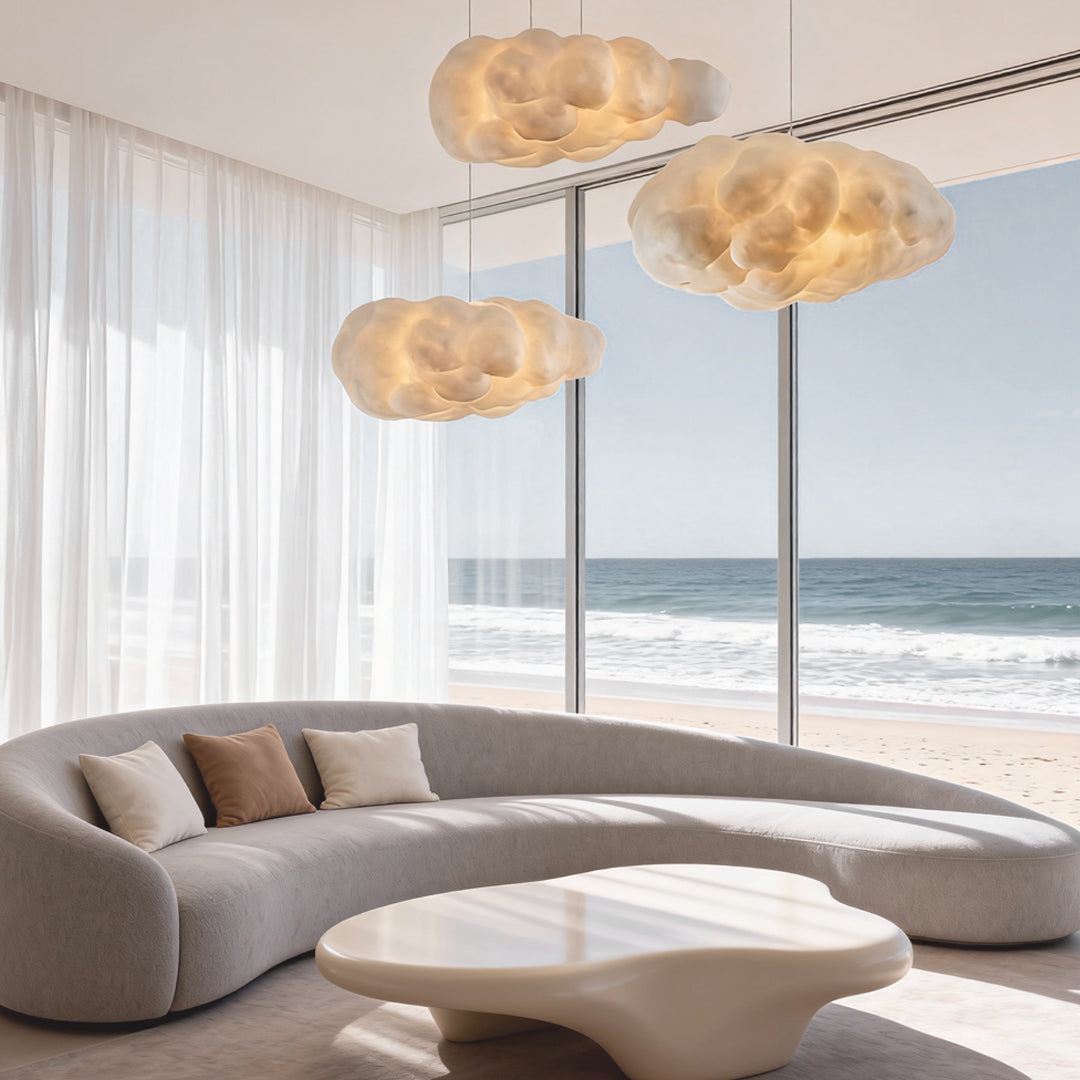 Cloud-Form Pendant Light — Fabric Shade, 1-Light, 40W E26/E27, Multiple Sizes