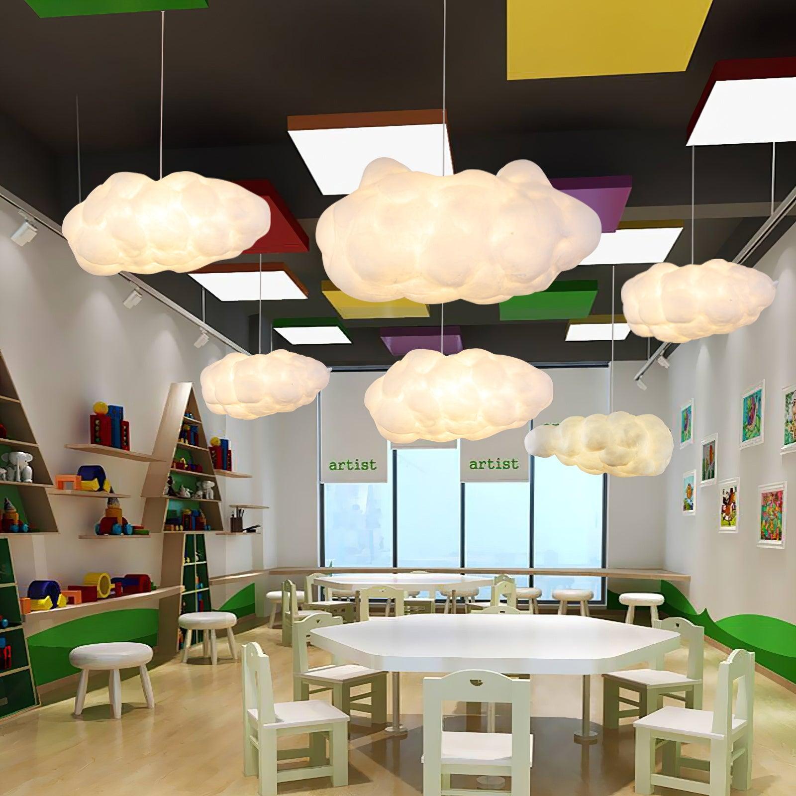 Cloud-Form Pendant Light — Fabric Shade, 1-Light, 40W E26/E27, Multiple Sizes