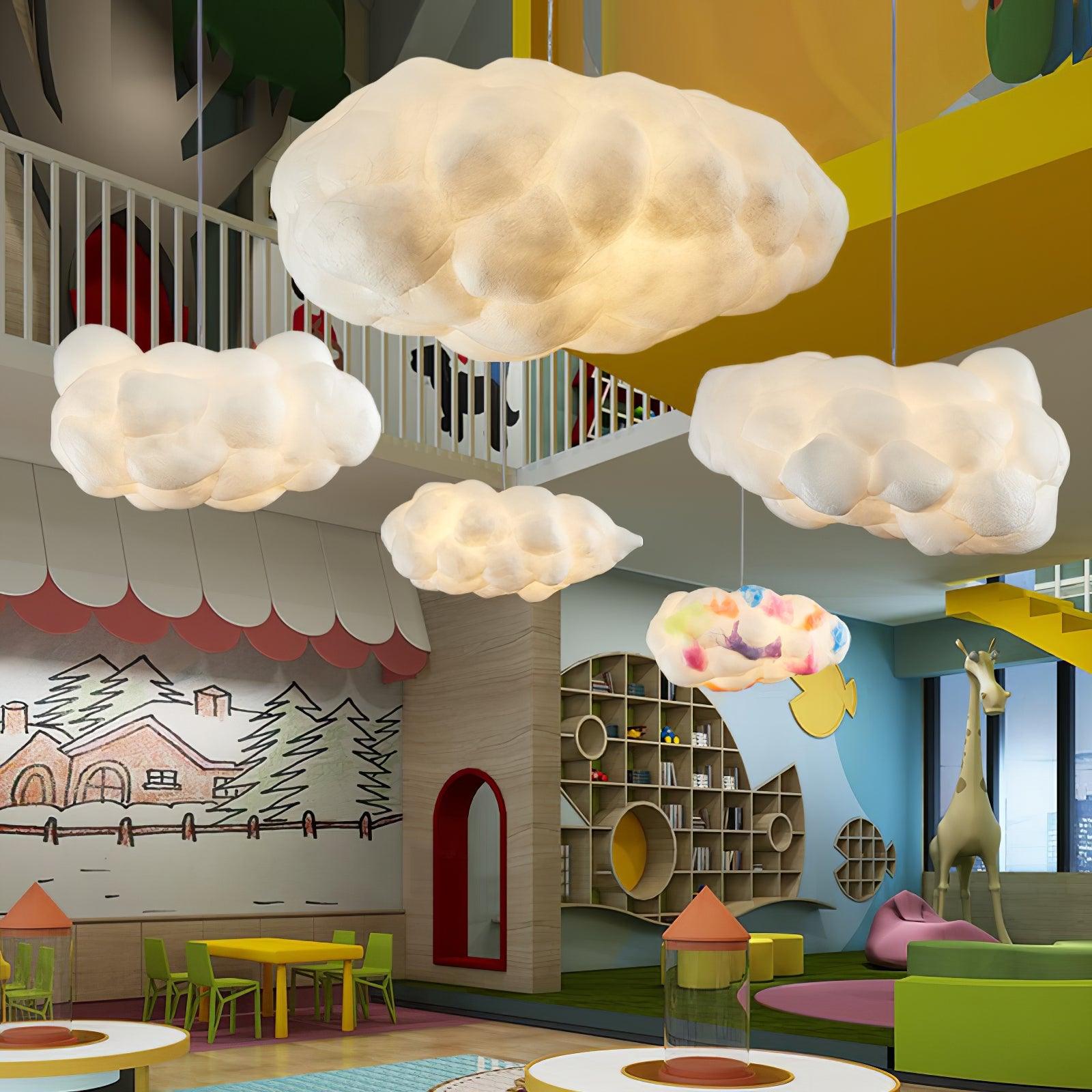 Cloud-Form Pendant Light — Fabric Shade, 1-Light, 40W E26/E27, Multiple Sizes