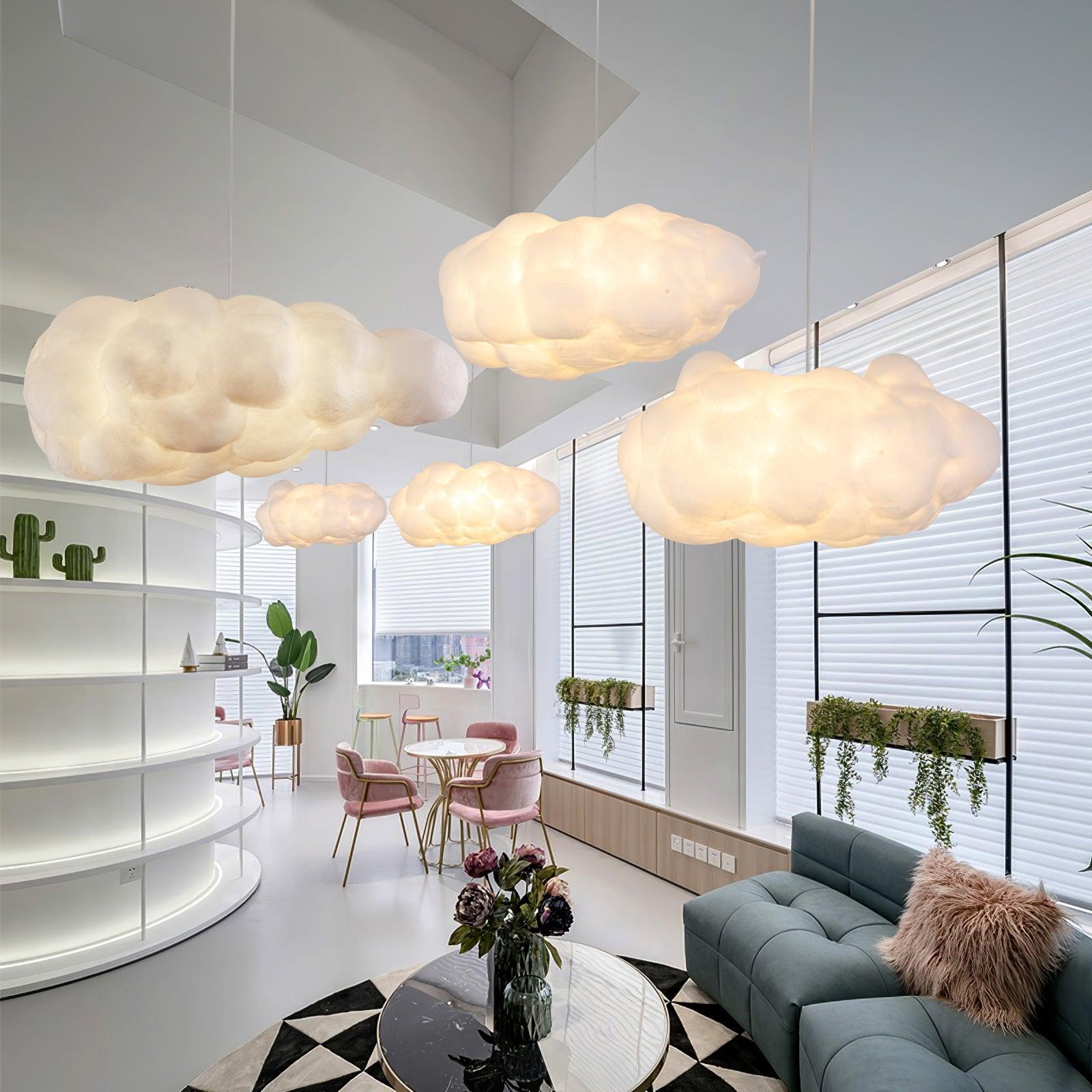 Cloud-Form Pendant Light — Fabric Shade, 1-Light, 40W E26/E27, Multiple Sizes