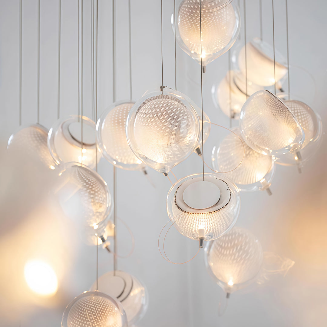 Jellyfish Pendant Light — Chrome Metal, Transparent Glass, G4, 59.1" Adjustable Cord, 2700K–3999K