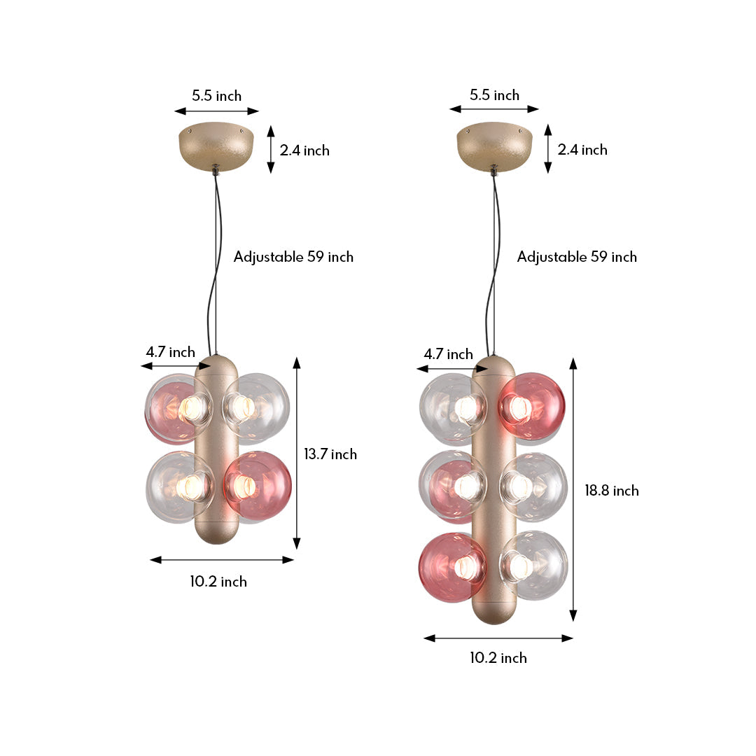 Minimalist Bubble Ball Chandelier — Clear Glass, Tri-Color LED, 8-Light 35W or 12-Light 55W