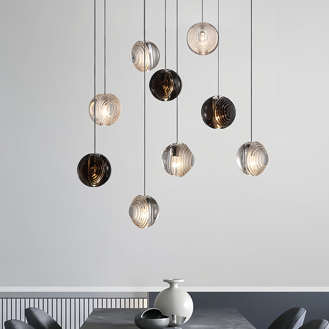 Crystal-Accented Mini Pendant Light — Metal, 1-Light, 12W, G4, 3000K Warm White, Adjustable 70.87" Cord