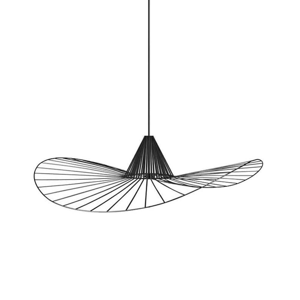 Hat-Shaped Linear LED Pendant — Black Metal, Art Deco, 18" or 24", 3000K / 6000K