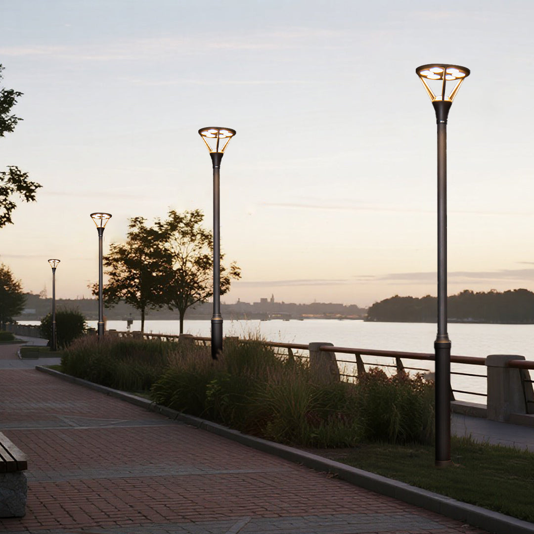 Modern Minimalist LED Outdoor Lamp Post — Die-Cast Aluminum, 48W OSRAM, 3000K, IP65, 10-Foot