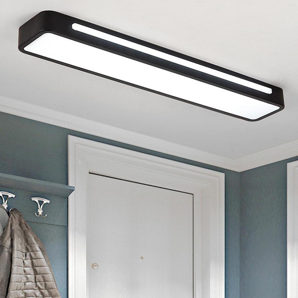 Rectangular LED Flush-Mount Ceiling Light — Acrylic and Metal, Black and White, 18.9" x 4"