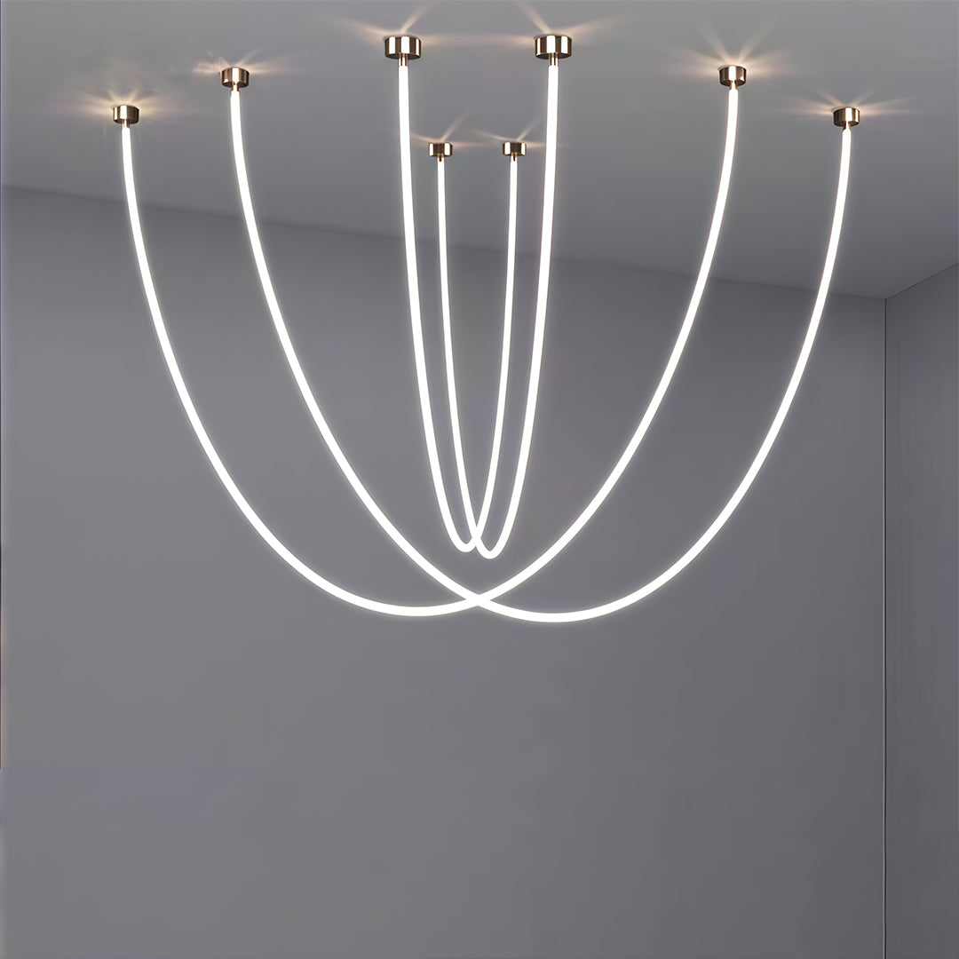 Linear Neon Pendant Light — Silicone Soft LED, 2–5m Lengths, Dual Color Temperature (3000K / 4000K), 32–80W