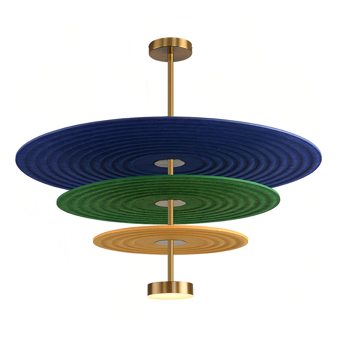 Three-Tier Acoustic Felt Chandelier — PET Felt and Iron, 12W LED, 4000K, 80/60/40cm Rings, Adjustable Hanging