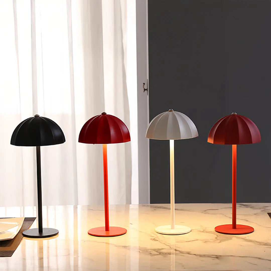 Minimalist Mushroom Iron Table Lamp - Cordless and Rechargeable Metal Design Luxe