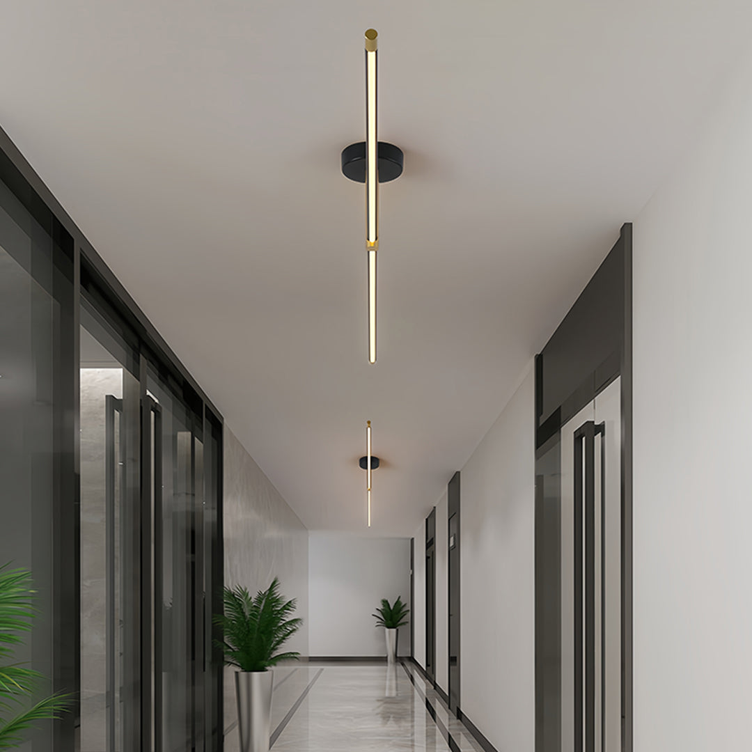 Minimalist Linear Semi-Flush Mount — Aluminum & Wrought Iron, Acrylic Shade, 12W–24W LED, 68cm–128cm