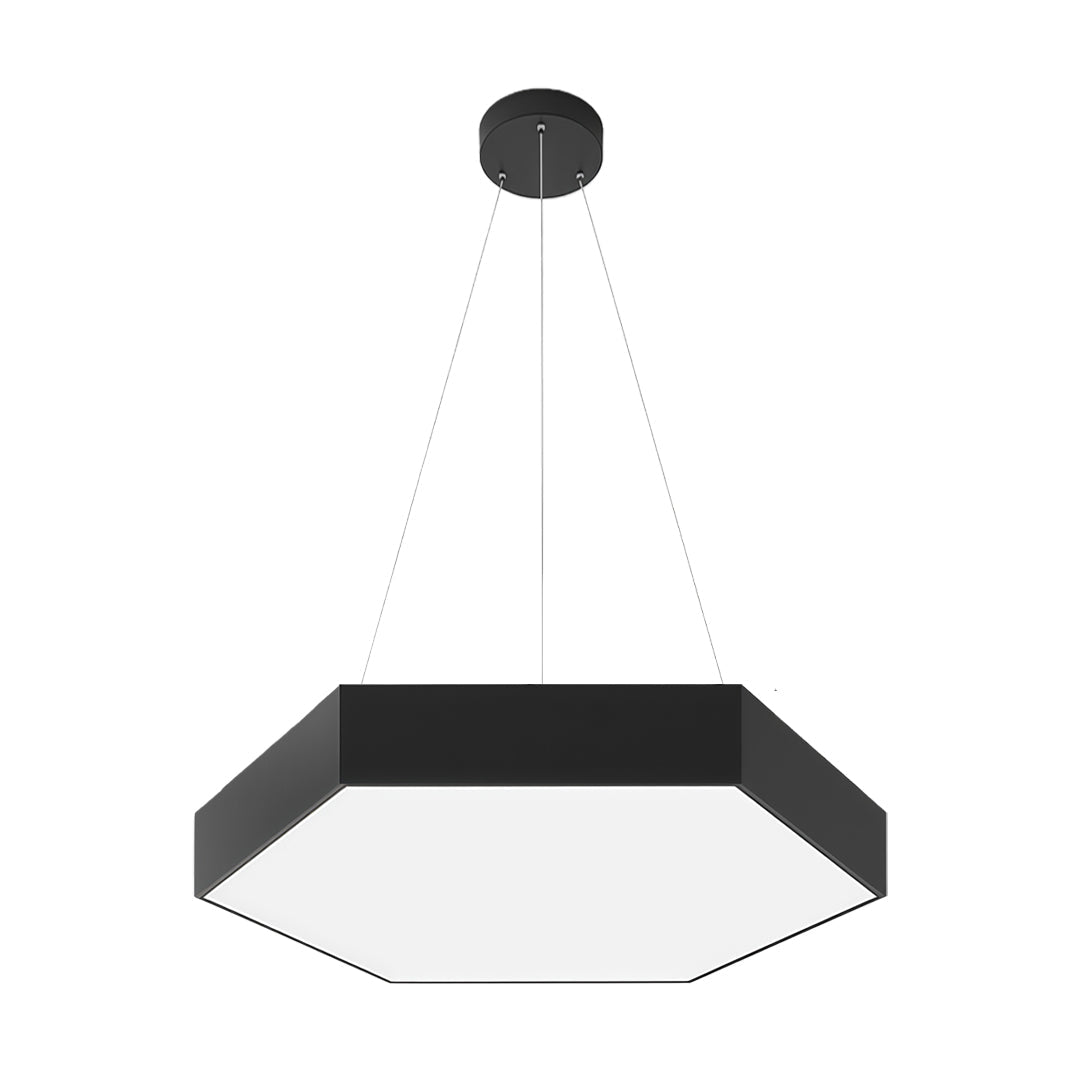 Hexagonal Geometric Honeycomb LED Pendant — Iron, Acrylic Shade, 6 Sizes, 39.4" Adjustable Chain, Black or White