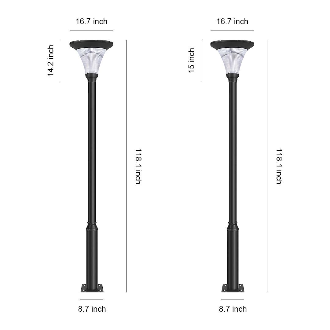 Commercial Outdoor Street Light — Die-Cast Aluminum, Solar 20W or Hardwired 50W LED, 20000mAh, IP65 Weatherproof