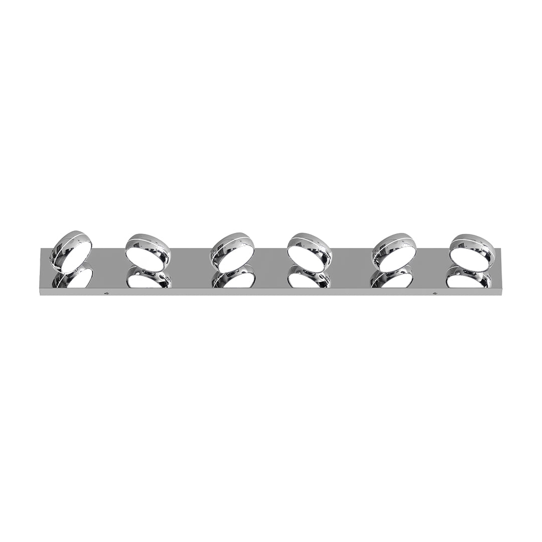 Minimalist Chrome Bathroom Vanity Light — Aluminum, LED 6000K, 3 to 6-Light Configurations
