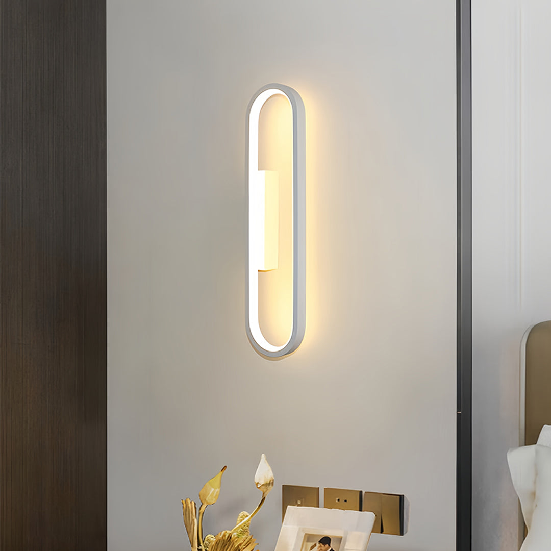 Minimalist Oval Ambient Wall Sconce — Aluminum, Silicone Shade, 19W LED 3000K, 15.75" Height