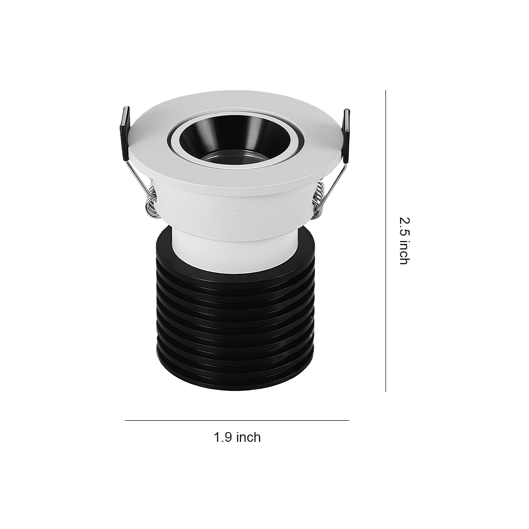 Deep-Bowl Recessed Spotlight — Aluminum, 8W LED, 15° Beam, 30° Adjustable, 3000K, Black / White