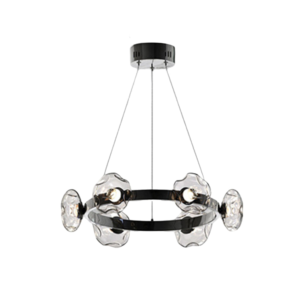 Dome Glass Ring Chandelier — Stainless Steel, 6/8/10-Light, Tri-Color Dimming, Black or Gold