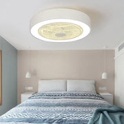 Modern Compact Round Bladeless Ceiling Fan with LED Lights - Flush Mount Design Luxe