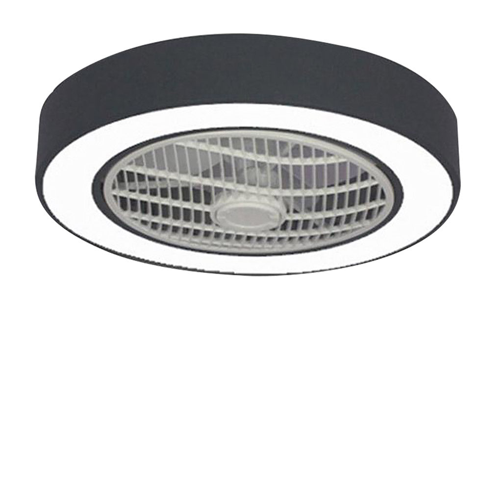 Modern Compact Round Bladeless Ceiling Fan with LED Lights - Flush Mount Design Luxe