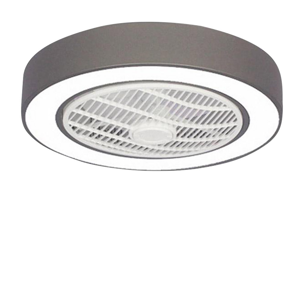 Modern Compact Round Bladeless Ceiling Fan with LED Lights - Flush Mount Design Luxe