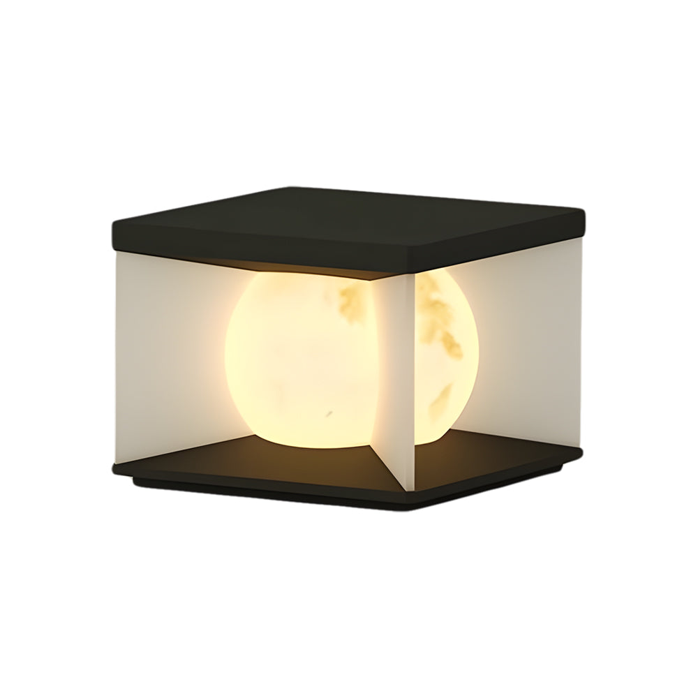 Square Waterproof Outdoor Pillar Lights with Acrylic Lampshade in Stainless Steel