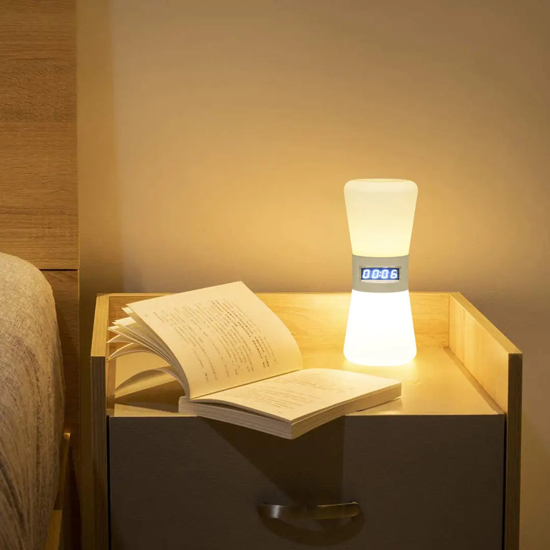 Small White Ambient Hourglass Lamp with Countdown Gravity Sensor Luxe