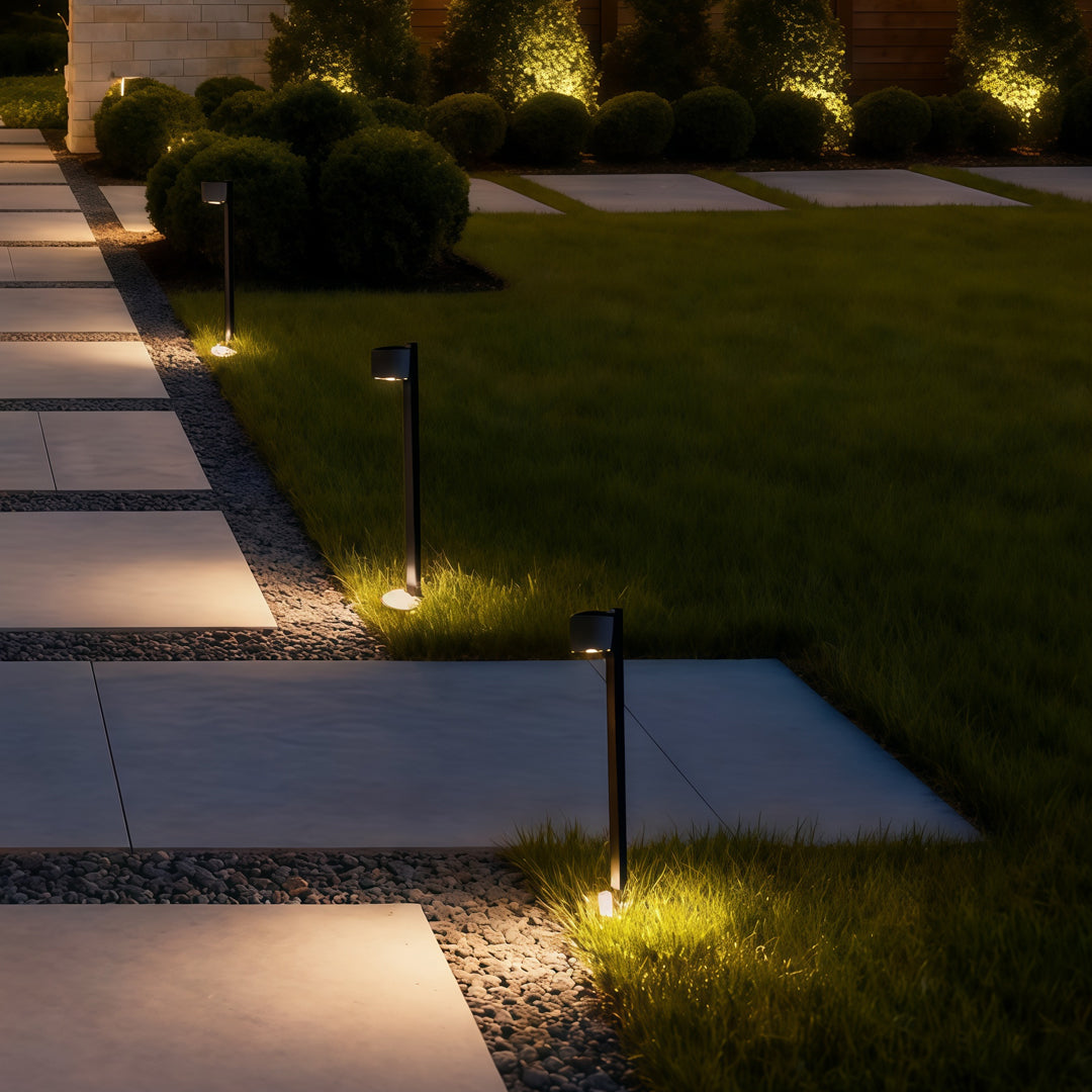 Minimalist Aluminum Path Light — Glass Shade, 12W LED, IP65, 19.7" or 27.6", DC 24V