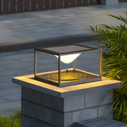 Square Pillar Post Light — Stainless Steel & Acrylic, Solar / Hardwired, LED 3000K, IP65 Weatherproof
