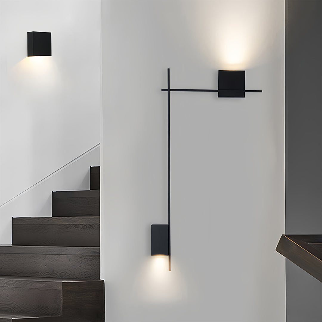 Minimalist Rectangular Linear Wall Sconce — Black Iron, LED, 3-Step Dimming (3000K/4000K/6000K), 5W–10W