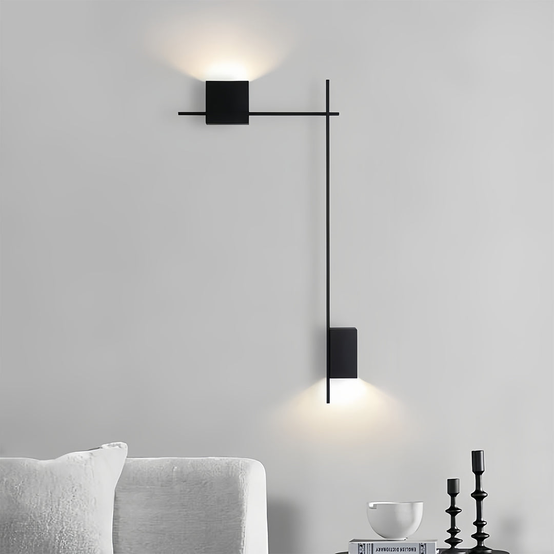 Minimalist Rectangular Linear Wall Sconce — Black Iron, LED, 3-Step Dimming (3000K/4000K/6000K), 5W–10W