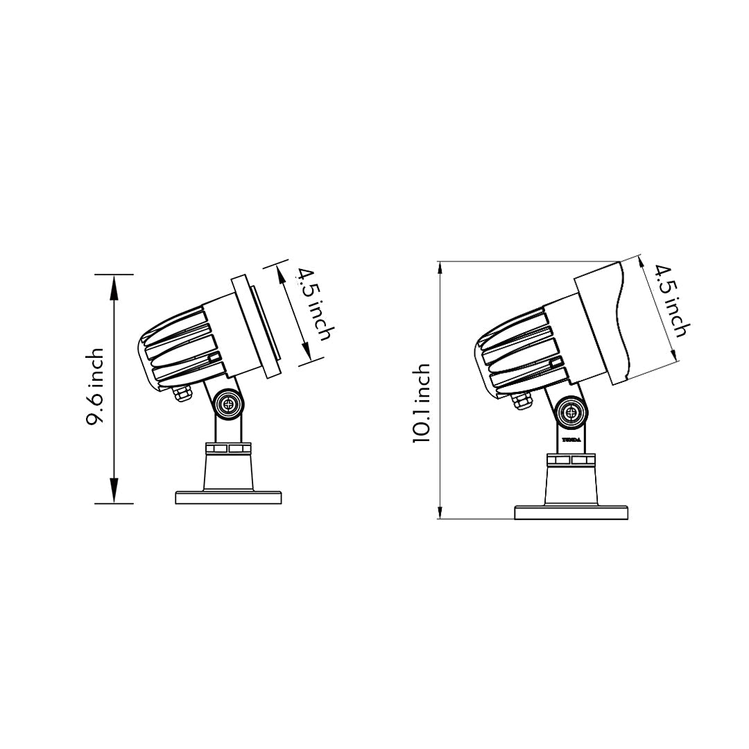 Modern Industrial Outdoor Spotlight — Die-Cast Aluminum, CREE 12W LED, 3000K, IP65 Weatherproof