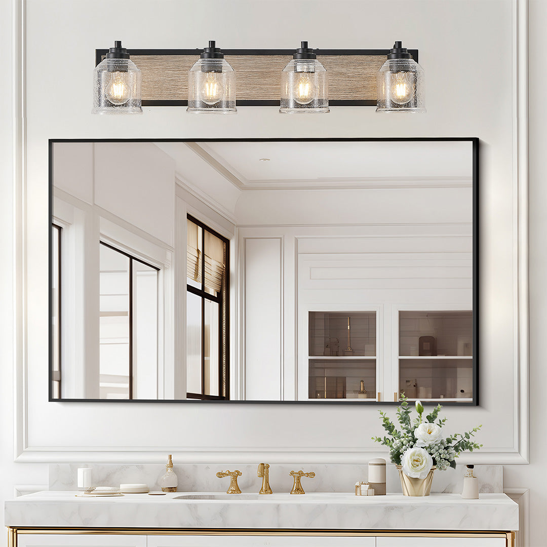 Geometric Linear Multi-Light Vanity Sconce — Iron, Matte Black or White, 3/4/5/6-Light, E26, Hardwired