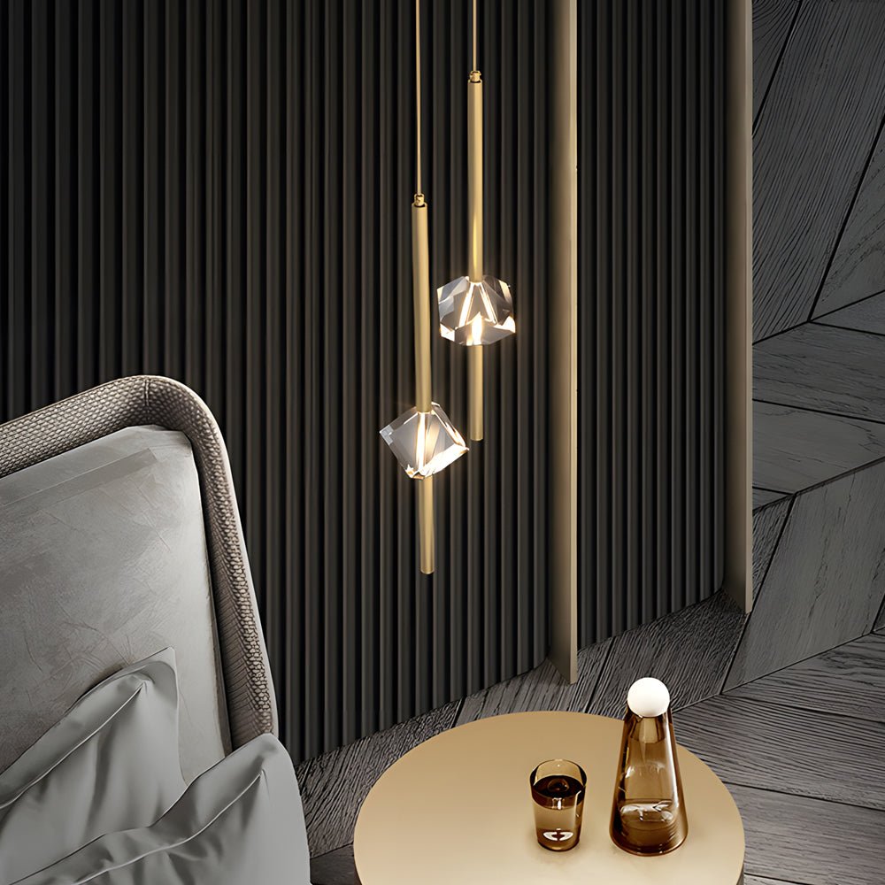 contemporary 1 light copper pendant with single crystal and 3 step dimming led
