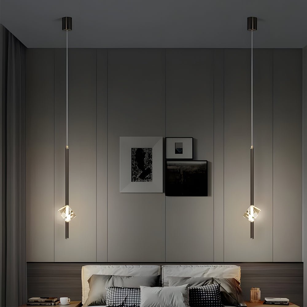 contemporary 1 light copper pendant with single crystal and 3 step dimming led